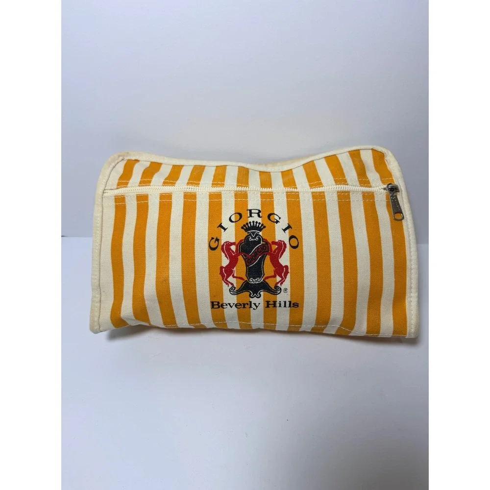 70s/80s Vintage Giorgio Beverly Hills Travel Bag Stripe Canvas Scovill Zip